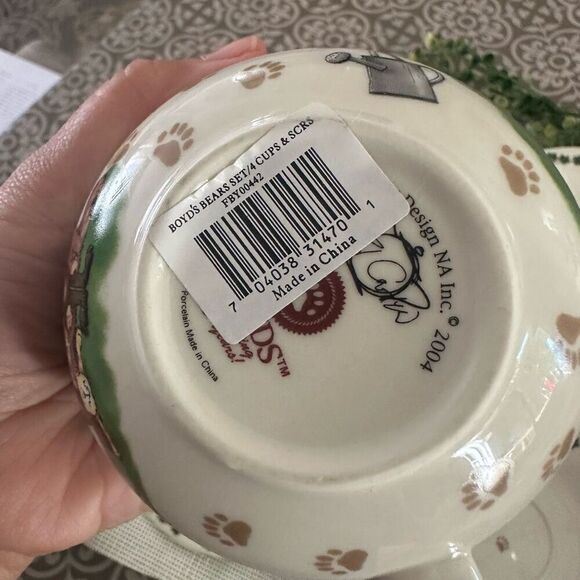 Paul Cardew Design 2004 Boyds Bears 4pc Cup & 4pc Saucer 25yrs anniv Vintage - Picture 7 of 9